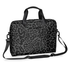 Laptop Shoulder Bag, Black Leopard Print Computer Laptop Bag Waterproof Lapto... picture