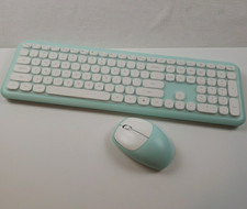 New UBOTIE Wireless Keyboard & Mouse Combo Retro Round Keys Colorful Cute picture