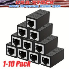 1-10pcs RJ45 Inline Coupler Cat6/Cat5e Ethernet Network Cable Extender Connector picture