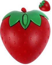 Wireless Bluetooth Mouse Cute Red Fruit Strawberry Shape Silent Portable  picture