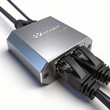 Gray RJ45 Ethernet Splitter 1 To 2 1000Mbps High Speed LAN Switch Cat 58 picture