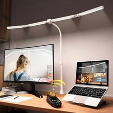 Adjustable LED Desk Lamp with Clamp & Remote, Wide 4-Head White picture