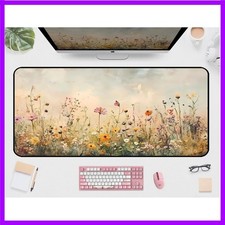 Beige Watercolor Flower Desk Mat, Oil Painting Style Desk Matt, Plant Flower ... picture