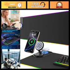Wireless Charging Gaming Mouse Pad - Magnetic Foldable Desk Mat & Phone Stand picture