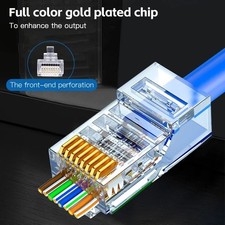 50pcs CAT6 Shielded RJ45 Pass Through Modular Plug Cable Connector End 8P8 picture