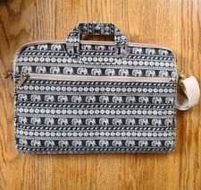 Dachee Laptop Bag Canvas Elephant Pattern Shoulder Messenger Black Case picture