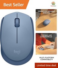 Compact M170 2.4 GHz Wireless Mouse - Seamless Ambidextrous Design in Blue Grey picture