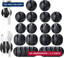 16-Pack Black Cord Organizer - Adhesive Cable Clips Holder for Desk, Wall picture