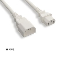LOT 10pcs White 2ft 18AWG Color Power Cable IEC60320 C13 to IEC320 C14 10A/250V picture
