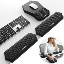 2-In-1 L-Shaped Desk Elbow Pads & & Mouse Pad Set with Wrist Rest, Black picture