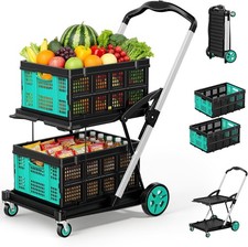 8-in-1 Max Collapsible Shopping Cart 200LBS with 2 Storage Crates for Picnic picture