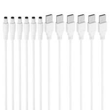 USB 2.0 A Type to DC 5.5x2.5mm Barrel Jack Power Cable 6pcs White picture