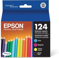 Epson 124 BK C M Y Ink Cartridge 4 Pack T124120-BCS Genuine New Sealed Box 2027 picture