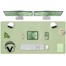 47.2 x 24 Inch Large Desk Mat Green, Leather Mouse Pad Non-Slip Keyboard Pad picture
