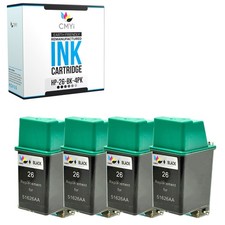 CMYi 4PK Compatible 26 Black Ink Cartridges fits HP 2276a 2277a FAX 310 700 750 picture