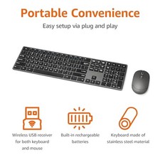 AMAZON BASICS ULTRA PREMIUM WIRELESS KEYBOARD AND MOUSE COMBO, -  BLACK picture