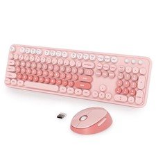 Pink Retro Typewriter Wireless Keyboard Mouse Combo 2.4GHz Full Size Office picture