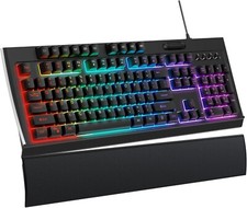 OMOTON Wired Gaming Keyboard with Magnetic Wrist Rest Programmable RGB Backlit picture