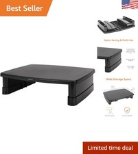 Elegant Black Monitor Riser with Storage - 22lbs Capacity, Adjustable Height picture