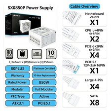 LIAN LI SX850P 850W Platinum Full Modular ATX3.1 PC Power Supply picture