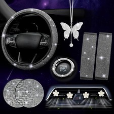 ARTILAURA 11PCS Bling Car Accessories Set For Women Steering Cover AR-A0007-W picture
