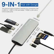 Verbatim 9-in-1 USB-C Hub w/Dongle Power Delivery 1GB Ethernet Port 4K HDMI picture