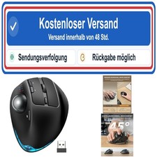 Sablute MAM1 Pro Trackball Mouse Wireless Bluetooth USB RGB Ergonomic picture