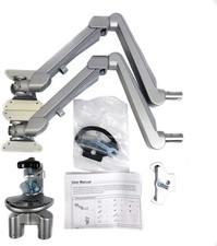 ESI EDGE2-V4-SLV Dual Monitor Desk Mount Silver Tilt/Rotate VESA 75/100 picture