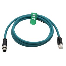 Industrial Ethernet M12 4 Pin DCoded RJ45 CAT5e Cable Shielded Blue 4m PoE picture
