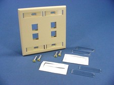 Leviton Ivory Quickport 4-Port ID Window Flush Wallplate 2-Gang Cover 42080-4IP picture