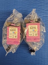 Lot of 2 Tri-Color 62XL Ink Cartridges Replacement for HP 62 XL - Sealed picture