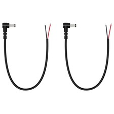 5.5mm x 2.1mm 90 Degree DC Power Male Plug to Bare Wire Pigtail Cable 2-Pack picture