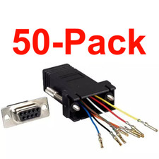 RJ45 to DB9 Female Modular Adapter RJ45F to DB9F Serial Adapter 50-Pack picture