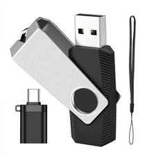 64GB USB2.0 Flash Drive for Storage, Rotating Design, Black picture