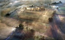 Landscape nature sunlight morning mist spring field Custom Gaming Mat Desk picture