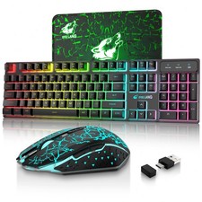 FREE WOLF T3 Wireless Rechargeable Keyboard Mouse Combo, RGB Backlit Gaming picture