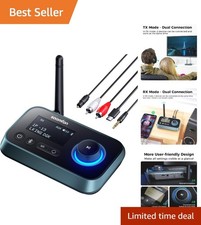 3-in-1 Bluetooth Transmitter for TV: Optical, AUX, RCA with LCD Volume Control picture