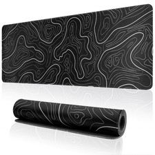 Large Black Topographic Gaming Mouse Pad XL Keyboard Desk Mat 31.5x11.8 Inch picture