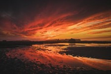 Landscape amine fassi sunset beach sky stones low Custom Gaming Mat Desk picture