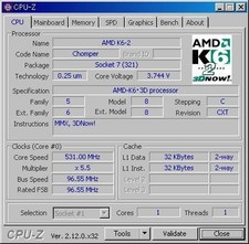 AMD K6-2 533 MHz (AMD-K6-2/533AFX) Socket7 Used Normal Item picture