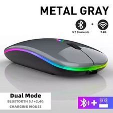 Rechargeable Wireless Bluetooth Mouse RGB LED Silent 2.4G USB Slim USA picture