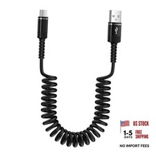 Fast Charger Cable Coiled USB C for Car Android Auto Type A to C Phone 3FT picture