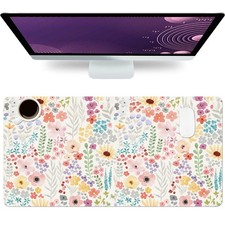 23.6x11.8 Inch Large Floral PU Leather Waterproof Mouse Pad Desk Mat Desktop picture
