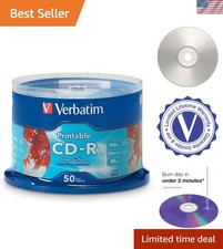 CD-R 700MB 52X Silver Inkjet Printable Discs, 50 Pack picture