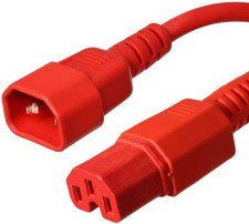 20 PACK LOT 2ft IEC C14 - C15 Red Power Cord 14AWG 15A/1875W 100-250V 0.6M picture