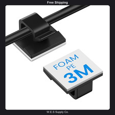 30 Pcs Small Black Adhesive Cable Clips for Cord Management Under Desk picture