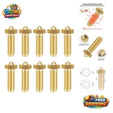 High Speed 0.4mm Brass Nozzles - 10PCS Compatible with Anycubic Kobra 2 Models picture