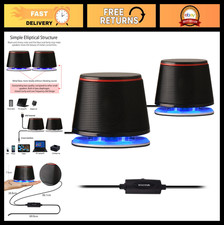 Compact Stereo USB Powered Speakers, 5W x 2, Deep Bass, 3.5mm Aux, Multimedia So picture