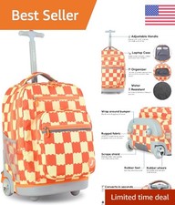 Wiggle Coral Rolling Laptop Backpack for School: 20 Inch with 8 Pocket Organizer picture