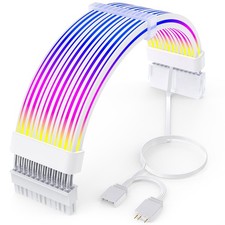 Sirlyr 24 Pin RGB PSU Cable Extension, 5V ARGB 3-Pin Addressable PC Lighting, Wh picture